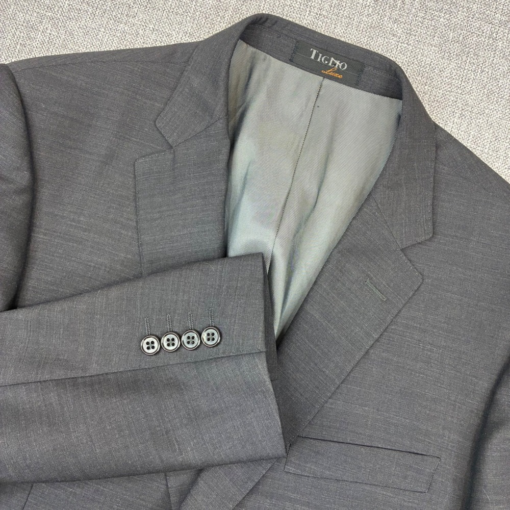 Tiglio Luxe Novello Blazer Mens 46L Grey Lanificio Di Biella Wool Italian
